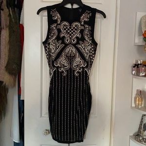 Windsor Black sequin and pearl mini dress
